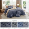 Bedsure PureWoven Cotton Comforter Set Prewashed, Queen Grayish Olive Green | Cotton Fabric, Microfiber Inner Fill, Soft, Breathable, Natural Wrinkle, 1 Comforter(90″ X 90″), 2 Pillow Shams(20″x26″)(13 – Denim Blue)