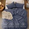 Bedsure PureWoven Cotton Comforter Set Prewashed, Queen Grayish Olive Green | Cotton Fabric, Microfiber Inner Fill, Soft, Breathable, Natural Wrinkle, 1 Comforter(90″ X 90″), 2 Pillow Shams(20″x26″)(13 – Denim Blue)