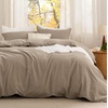 Bedsure PureWoven Cotton Comforter Set Prewashed, Queen Grayish Olive Green | Cotton Fabric, Microfiber Inner Fill, Soft, Breathable, Natural Wrinkle, 1 Comforter(90″ X 90″), 2 Pillow Shams(20″x26″)(07 – Taupe)