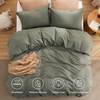 Bedsure PureWoven Cotton Comforter Set Prewashed, Queen Grayish Olive Green | Cotton Fabric, Microfiber Inner Fill, Soft, Breathable, Natural Wrinkle, 1 Comforter(90″ X 90″), 2 Pillow Shams(20″x26″)(02 – Grayish Olive Green)