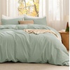 Bedsure PureWoven Cotton Comforter Set Prewashed, Queen Grayish Olive Green | Cotton Fabric, Microfiber Inner Fill, Soft, Breathable, Natural Wrinkle, 1 Comforter(90″ X 90″), 2 Pillow Shams(20″x26″)(11 – Sage Green)
