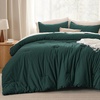 Bedsure PureWoven Cotton Comforter Set Prewashed, Queen Grayish Olive Green | Cotton Fabric, Microfiber Inner Fill, Soft, Breathable, Natural Wrinkle, 1 Comforter(90″ X 90″), 2 Pillow Shams(20″x26″)(04 – Forest Green)