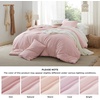 Bedsure PureWoven Cotton Comforter Set Prewashed, Queen Grayish Olive Green | Cotton Fabric, Microfiber Inner Fill, Soft, Breathable, Natural Wrinkle, 1 Comforter(90″ X 90″), 2 Pillow Shams(20″x26″)(00 – Light Pink)