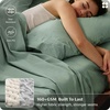 Bedsure PureWoven Linen Sheets Queen Size, Cotton Linen Blend Sheets, 4PCS | BV & Oeko-Tex Certified, All-Season Breathable for Hot Sleepers, Anti-Pilling & Tearproof, 16″ Deep Pocket, Linen Beige(03 – Sage Green)