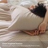 Bedsure PureWoven Striped Duvet Cover Set Linen‑Like, Queen Size, 3-PC | 100% Washed Cotton Percale Bedding Set, Reversible Yarn‑Dyed Design, Zipper Closure, Stripes – White, 90″ x 90″(02 – Stripes – Linen)