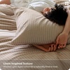 Bedsure PureWoven Striped Duvet Cover Set Linen‑Like, Queen Size, 3-PC | 100% Washed Cotton Percale Bedding Set, Reversible Yarn‑Dyed Design, Zipper Closure, Stripes – White, 90″ x 90″(03 – Stripes – Light Brown)