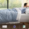 Bedsure PureWoven Striped Duvet Cover Set Linen‑Like, Queen Size, 3-PC | 100% Washed Cotton Percale Bedding Set, Reversible Yarn‑Dyed Design, Zipper Closure, Stripes – White, 90″ x 90″(09 – Gingham – Cornflower Blue)
