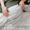 Bedsure PureWoven Striped Duvet Cover Set Linen‑Like, Queen Size, 3-PC | 100% Washed Cotton Percale Bedding Set, Reversible Yarn‑Dyed Design, Zipper Closure, Stripes – White, 90″ x 90″(01 – Stripes – White)