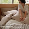 Bedsure PureWoven Striped Duvet Cover Set Linen‑Like, Queen Size, 3-PC | 100% Washed Cotton Percale Bedding Set, Reversible Yarn‑Dyed Design, Zipper Closure, Stripes – White, 90″ x 90″(03 – Stripes – Light Brown)