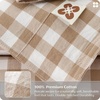 Bedsure PureWoven Striped Duvet Cover Set Linen‑Like, Queen Size, 3-PC | 100% Washed Cotton Percale Bedding Set, Reversible Yarn‑Dyed Design, Zipper Closure, Stripes – White, 90″ x 90″(08 – Gingham – Light Brown)