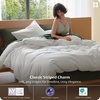 Bedsure PureWoven Striped Duvet Cover Set Linen‑Like, Queen Size, 3-PC | 100% Washed Cotton Percale Bedding Set, Reversible Yarn‑Dyed Design, Zipper Closure, Stripes – White, 90″ x 90″(01 – Stripes – White)