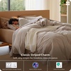 Bedsure PureWoven Striped Duvet Cover Set Linen‑Like, Queen Size, 3-PC | 100% Washed Cotton Percale Bedding Set, Reversible Yarn‑Dyed Design, Zipper Closure, Stripes – White, 90″ x 90″(03 – Stripes – Light Brown)
