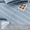 Bedsure PureWoven Striped Duvet Cover Set Linen‑Like, Queen Size, 3-PC | 100% Washed Cotton Percale Bedding Set, Reversible Yarn‑Dyed Design, Zipper Closure, Stripes – White, 90″ x 90″(04 – Stripes – Cornflower Blue)