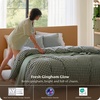 Bedsure PureWoven Striped Duvet Cover Set Linen‑Like, Queen Size, 3-PC | 100% Washed Cotton Percale Bedding Set, Reversible Yarn‑Dyed Design, Zipper Closure, Stripes – White, 90″ x 90″(07 – Gingham – Olive Green)