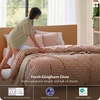 Bedsure PureWoven Striped Duvet Cover Set Linen‑Like, Queen Size, 3-PC | 100% Washed Cotton Percale Bedding Set, Reversible Yarn‑Dyed Design, Zipper Closure, Stripes – White, 90″ x 90″(12 – Gingham – Terracotta)
