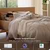 Bedsure PureWoven Striped Duvet Cover Set Linen‑Like, Queen Size, 3-PC | 100% Washed Cotton Percale Bedding Set, Reversible Yarn‑Dyed Design, Zipper Closure, Stripes – White, 90″ x 90″(02 – Stripes – Linen)