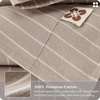Bedsure PureWoven Striped Duvet Cover Set Linen‑Like, Queen Size, 3-PC | 100% Washed Cotton Percale Bedding Set, Reversible Yarn‑Dyed Design, Zipper Closure, Stripes – White, 90″ x 90″(03 – Stripes – Light Brown)