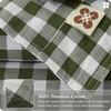 Bedsure PureWoven Striped Duvet Cover Set Linen‑Like, Queen Size, 3-PC | 100% Washed Cotton Percale Bedding Set, Reversible Yarn‑Dyed Design, Zipper Closure, Stripes – White, 90″ x 90″(07 – Gingham – Olive Green)