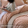 Bedsure PureWoven Striped Duvet Cover Set Linen‑Like, Queen Size, 3-PC | 100% Washed Cotton Percale Bedding Set, Reversible Yarn‑Dyed Design, Zipper Closure, Stripes – White, 90″ x 90″(12 – Gingham – Terracotta)