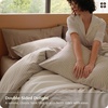 Bedsure PureWoven Striped Duvet Cover Set Linen‑Like, Queen Size, 3-PC | 100% Washed Cotton Percale Bedding Set, Reversible Yarn‑Dyed Design, Zipper Closure, Stripes – White, 90″ x 90″(02 – Stripes – Linen)