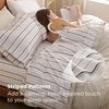 Bedsure Striped Sheets Queen Size-Imitation Cotton Fits Up to 16″ Mattress | Jacquard Dobby Striped, Breathable, Lightweight and Easy Care Bedsheet & Pillowcases, Gifts for Kids,Women,Men,Dark Blue(Striped – Beige)