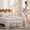 Bedsure Striped Sheets Queen Size-Imitation Cotton Fits Up to 16″ Mattress | Jacquard Dobby Striped, Breathable, Lightweight and Easy Care Bedsheet & Pillowcases, Gifts for Kids,Women,Men,Dark Blue(Striped – Beige)