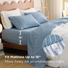 Bedsure Striped Sheets Queen Size-Imitation Cotton Fits Up to 16″ Mattress | Jacquard Dobby Striped, Breathable, Lightweight and Easy Care Bedsheet & Pillowcases, Gifts for Kids,Women,Men,Dark Blue(Striped – Dark Blue)