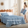 Bedsure Striped Sheets Queen Size-Imitation Cotton Fits Up to 16″ Mattress | Jacquard Dobby Striped, Breathable, Lightweight and Easy Care Bedsheet & Pillowcases, Gifts for Kids,Women,Men,Dark Blue(Striped – Dark Blue)