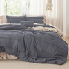 Bedsure Twin XL Comforter Set Natural White – Dorm Room Essentials, Extra Long Twin XL Bedding Set, All Season Down Alternative Comforter with Pillowcase & Sham(13 – Dark Grey)
