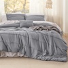 Bedsure Twin XL Comforter Set Natural White – Dorm Room Essentials, Extra Long Twin XL Bedding Set, All Season Down Alternative Comforter with Pillowcase & Sham(02 – Grey)