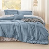 Bedsure Twin XL Comforter Set Natural White – Dorm Room Essentials, Extra Long Twin XL Bedding Set, All Season Down Alternative Comforter with Pillowcase & Sham(03 – Light Blue)