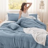 Bedsure Twin XL Comforter Set Natural White – Dorm Room Essentials, Extra Long Twin XL Bedding Set, All Season Down Alternative Comforter with Pillowcase & Sham(03 – Light Blue)