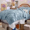 Bedsure Twin XL Comforter Set Pink – Dorm Room Essentials for Girls, Extra Long Twin XL Bedding Set with Sheets, All Season Down Alternative Comforter with Sheets, Pillowcase & Sham(18 – Light Blue)