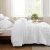 Bedsure White Twin XL Comforter Sets -5 Piece Seersucker Twin XL Bed in a Bag, Lightweight Soft White Comforter Set for College Dorm (Comforters, Sheets, Pillowcases & Shams)(01 – White)