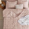 Bedsure White Twin XL Comforter Sets -5 Piece Seersucker Twin XL Bed in a Bag, Lightweight Soft White Comforter Set for College Dorm (Comforters, Sheets, Pillowcases & Shams)(03 – Dusty Rose)