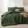 Bedsure White Twin XL Comforter Sets -5 Piece Seersucker Twin XL Bed in a Bag, Lightweight Soft White Comforter Set for College Dorm (Comforters, Sheets, Pillowcases & Shams)(06 – Olive Green)