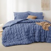 Bedsure White Twin XL Comforter Sets -5 Piece Seersucker Twin XL Bed in a Bag, Lightweight Soft White Comforter Set for College Dorm (Comforters, Sheets, Pillowcases & Shams)(07 – Blue)