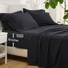 Bedsure Deep Pocket Queen Sheets, 6 Piece, Prewashed Ultra-Soft, 18-inch | Extra Deep Pocket, Breathable, Secure Fit, Hotel Luxury Bedding, Dual Side Pockets, Fade Resistant, For Air Mattress(Black)