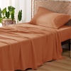 Bedsure PureWoven 100% Rayon Derived from Bamboo, Queen Sheets, 4 Pieces | Cooling Sheets for Hot Sleepers, Breathable & Silky Soft, 16″ Deep Pocket, Hotel Luxury Bedding, White(19 – Burnt Orange)