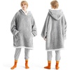 Bedsure Wearable Blanket Sherpa Hoodie Gifts, Sweatshirt, Grey, Standard | Gifts for Women/Men, Warm, Soft Cozy, Sherpa Fleece, Machine Wash, Birthday Gifts(Concrete Grey)
