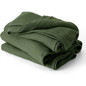 Bedsure 100% Cotton Muslin Blanket Twin XL for Bed – 4-Layer Breathable and Lightweight Soft Gauze Muslin Blankets for Adults, PureWoven Thin Summer Blanket for College Dorm, Linen Beige, 66×90 Inches(01 – Olive Green)