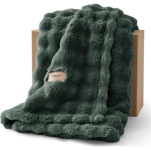 Bedsure 3D Fleece Bubble Blankets for Couch – Cute Pink Throw Blanket for Sofa Bedroom Decor – Luxury Soft Cozy Pink Birthday Gifts for Women Girls, Lightweight, Light Pink, 50″×60″(Dark Green)