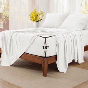 Bedsure Deep Pocket Queen Sheets, 6 Piece, Prewashed Ultra-Soft, 18-inch | Extra Deep Pocket, Breathable, Secure Fit, Hotel Luxury Bedding, Dual Side Pockets, Fade Resistant, For Air Mattress(White)