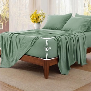 Bedsure Deep Pocket Queen Sheets, 6 Piece, Prewashed Ultra-Soft, 18-inch | Extra Deep Pocket, Breathable, Secure Fit, Hotel Luxury Bedding, Dual Side Pockets, Fade Resistant, For Air Mattress(Sage Green)
