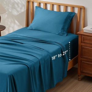 Bedsure Deep Pocket Queen Sheets Set – Fits Mattresses Up to 21 Inches Thick – 4 Piece GentleSoft Bed Sheets, Moisture Wicking, Soft & Cooling Bedsheet & Pillowcases, Easy & Secure Fit, Linen(Teal Blue)