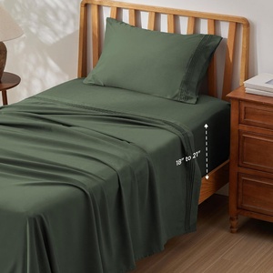 Bedsure Deep Pocket Queen Sheets Set – Fits Mattresses Up to 21 Inches Thick – 4 Piece GentleSoft Bed Sheets, Moisture Wicking, Soft & Cooling Bedsheet & Pillowcases, Easy & Secure Fit, Linen(Olive Green)