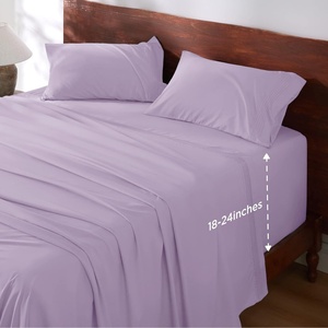 Bedsure Deep Pocket Queen Sheets Set – Fits Mattresses Up to 21 Inches Thick – 4 Piece GentleSoft Bed Sheets, Moisture Wicking, Soft & Cooling Bedsheet & Pillowcases, Easy & Secure Fit, Linen(10 – Light Purple)