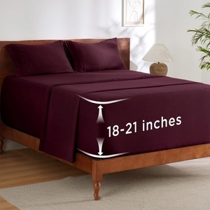 Bedsure Deep Pocket Queen Sheets Set – Fits Mattresses Up to 21 Inches Thick – 4 Piece GentleSoft Bed Sheets, Moisture Wicking, Soft & Cooling Bedsheet & Pillowcases, Easy & Secure Fit, Linen(Red)