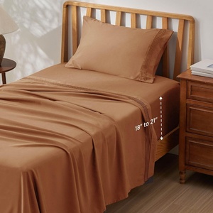Bedsure Deep Pocket Queen Sheets Set – Fits Mattresses Up to 21 Inches Thick – 4 Piece GentleSoft Bed Sheets, Moisture Wicking, Soft & Cooling Bedsheet & Pillowcases, Easy & Secure Fit, Linen(Orange)