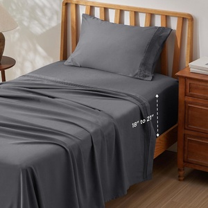 Bedsure Deep Pocket Queen Sheets Set – Fits Mattresses Up to 21 Inches Thick – 4 Piece GentleSoft Bed Sheets, Moisture Wicking, Soft & Cooling Bedsheet & Pillowcases, Easy & Secure Fit, Linen(03 – Dark Grey)
